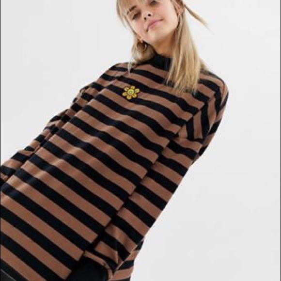 Lazy Oaf Tops - Lazy Oaf Striped Oversized Top